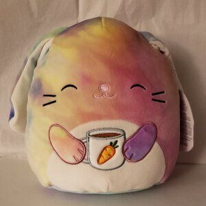 🎉Host Pick🎉 Squishmallow Easter Candy the Bunny Tye Dye Carrot Belly Plush NWT